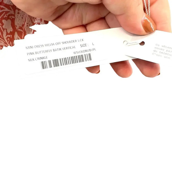 Poupette‎ St. Barth Sylvia Off Shoulder Smocked Waist Mini Dress Pink Size Large - Picture 9 of 13